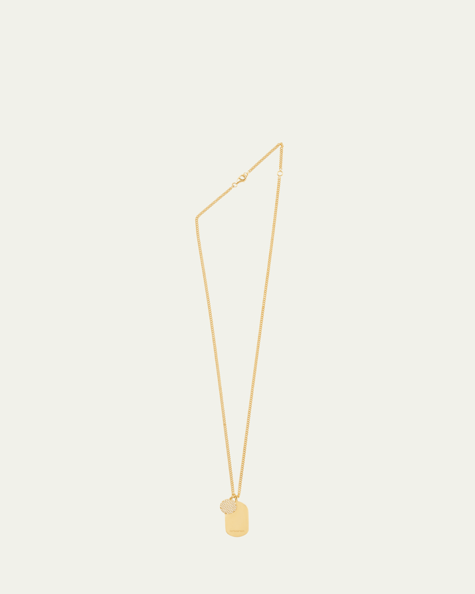 Pavé Tagged ID Necklace with Diamonds, 22"L